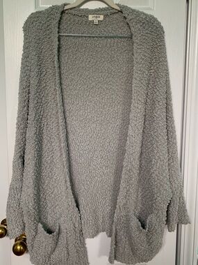 Umgee Light Gray Bouclé Open-Front Cardigan